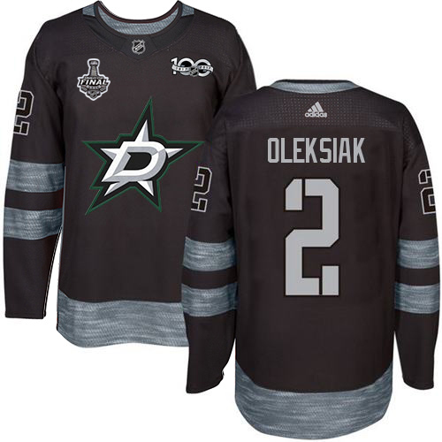 Adidas Men Dallas Stars 2 Jamie Oleksiak Black 1917-2017 100th Anniversary 2020 Stanley Cup Final Stitched NHL Jersey